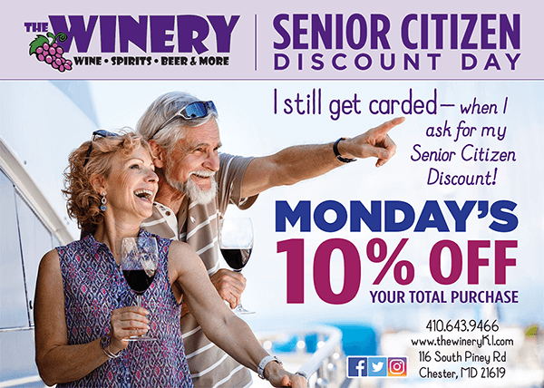 Senior Discount - 10% off on Mondays